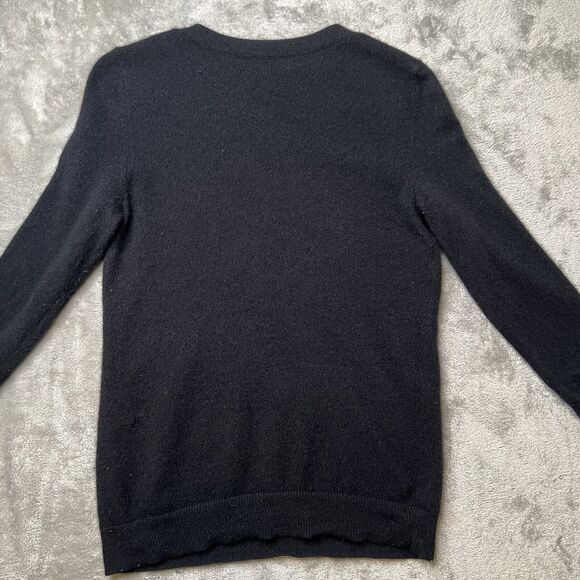 Talbots Cashmere Sweater Women's Small Black 3/4 Sleeve Crew Neck Black Solid - Picture 1 of 8